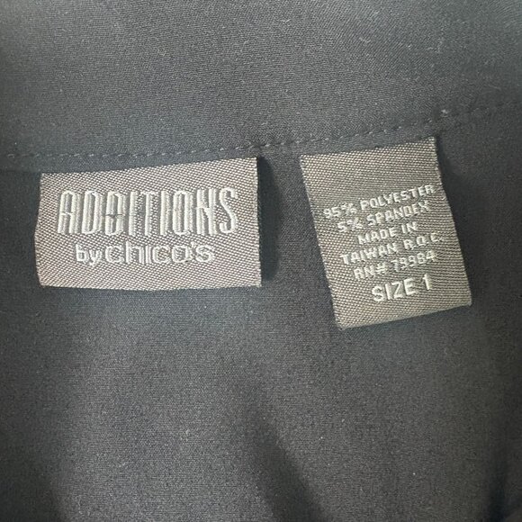 Additions by Chicos Jacket Size M 1 Black Full Zip Pockets Long Sleeve Stretch - Picture 4 of 10